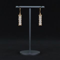  Khuyên Tai Ống Pha Lê Màu Vàng Hồng Pha Lê Trắng (AA) 