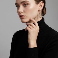  Khuyên Tai Ống Pha Lê Màu Vàng Hồng Pha Lê Trắng (AA) 