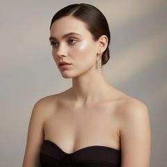  Khuyên Tai Ống Pha Lê Màu Vàng Hồng Pha Lê Trắng (AA) 