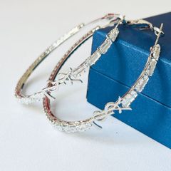  Bông Tai Khoen Tròn YSL Màu Trắng 5,5cm Pha Lê (BU) 