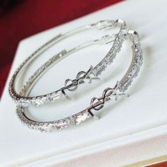  Bông Tai Khoen Tròn YSL Màu Trắng 5,5cm Pha Lê (BU) 