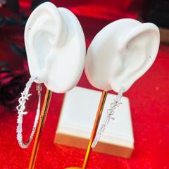  Bông Tai Khoen Tròn YSL Màu Trắng 5,5cm Pha Lê (BU) 