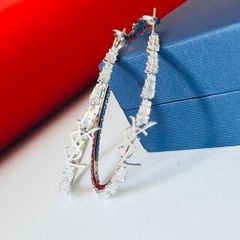  Bông Tai Khoen Tròn YSL Màu Trắng 5,5cm Pha Lê (BU) 