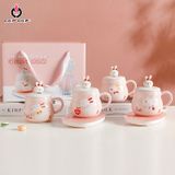  Ly Sư Thỏ Hồng 440ml Kèm Đế Hâm Nóng - ChipChipShop 