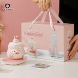  Ly Sư Thỏ Hồng 440ml Kèm Đế Hâm Nóng - ChipChipShop 