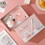  Ly Sư Thỏ Hồng 440ml Kèm Đế Hâm Nóng - ChipChipShop 