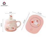  Ly Sư Thỏ Hồng 440ml Kèm Đế Hâm Nóng - ChipChipShop 