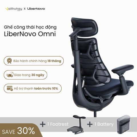  Libernovo Omni – Ghế công thái học tự điều chỉnh chuyển động, ngả lưng 4 chế độ linh hoạt 