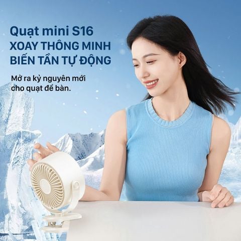  Quạt Mini Cầm Tay S16 Có thể Kẹp Bàn Dung lượng Pin 2400mAh hoạt động đến 8 Giờ 
