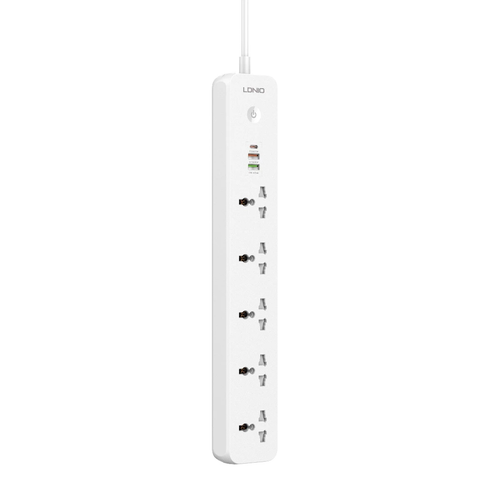  Ổ Cắm Điện Đa Năng LDNIO SC5319 – 5 Ổ Cắm Đa Năng + 3 Cổng USB Sạc Nhanh 38W (PD 20W, QC 18W) | Công Suất 2500W | Dây Nối Dài 2M | Chống Cháy 850°C, Bảo Vệ Toàn Diện 