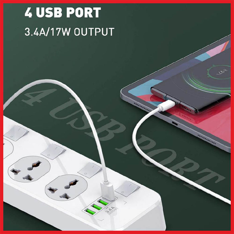  Ổ Cắm Điện Đa Năng LDNIO SC4408 – 4 Ổ Cắm Chấu EU + 4 USB-A (17W/3.4A) | Công Suất 2500W | Công Tắc Độc Lập | Dây 2M | Chống Cháy, An Toàn Cao 