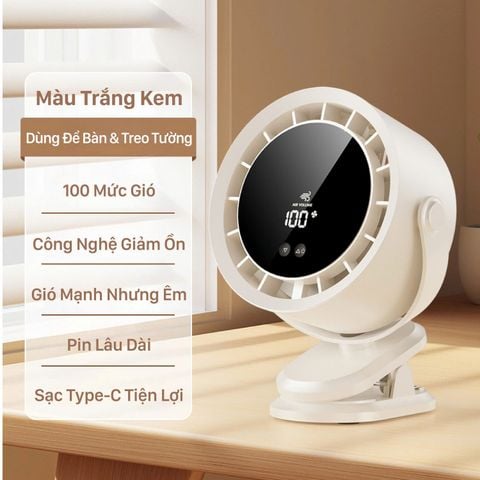  Quạt Mini Cầm Tay S16 Có thể Kẹp Bàn Dung lượng Pin 2400mAh hoạt động đến 8 Giờ 