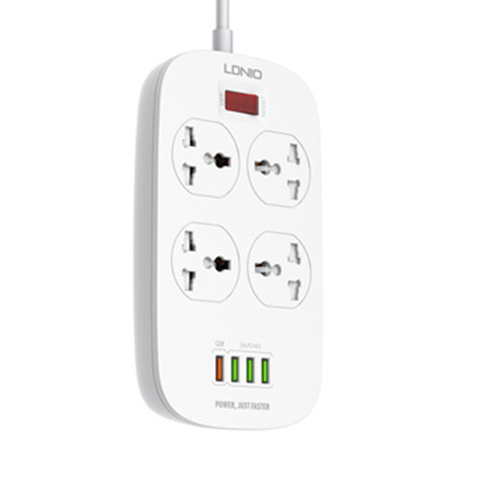  Ổ Cắm Điện Đa Năng LDNIO SC4407 – 4 Ổ Cắm Chấu EU + 4 Cổng USB Sạc Nhanh QC3.0/AUTO-ID 18W | Công Suất 2500W | Dây 2M | Chống Cháy, Đa Bảo Vệ 