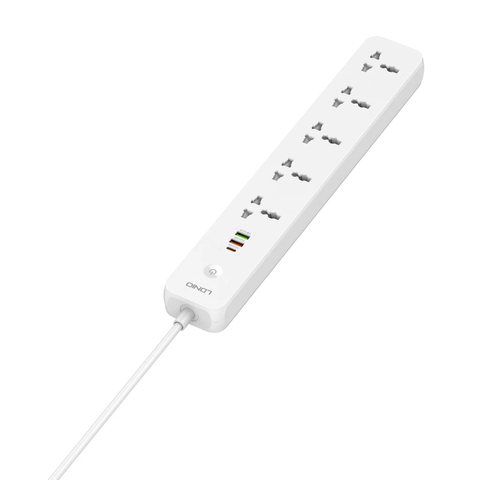  Ổ Cắm Điện Đa Năng LDNIO SC5319 – 5 Ổ Cắm Đa Năng + 3 Cổng USB Sạc Nhanh 38W (PD 20W, QC 18W) | Công Suất 2500W | Dây Nối Dài 2M | Chống Cháy 850°C, Bảo Vệ Toàn Diện 