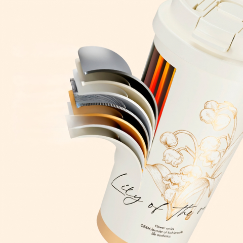  Ly giữ nhiệt inox GERM GE-23AW-B47 500ml Hoa Huệ Thung Lũng – Giữ nhiệt lâu, nắp 3 trong 1 tiện lợi 