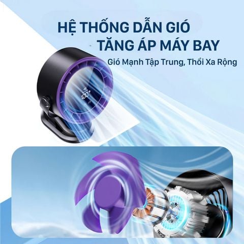  Quạt Mini Cầm Tay S16 Có thể Kẹp Bàn Dung lượng Pin 2400mAh hoạt động đến 8 Giờ 