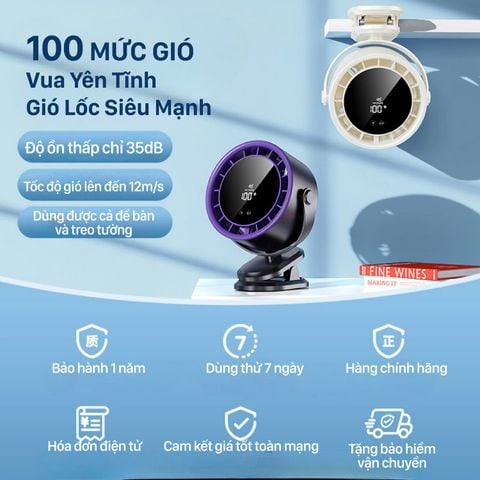  Quạt Mini Cầm Tay S16 Có thể Kẹp Bàn Dung lượng Pin 2400mAh hoạt động đến 8 Giờ 