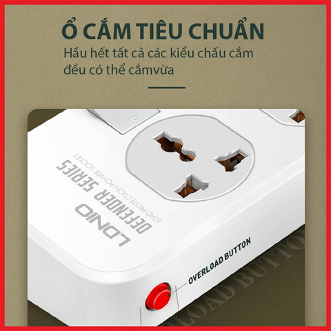  Ổ Cắm Điện Đa Năng LDNIO SC4408 – 4 Ổ Cắm Chấu EU + 4 USB-A (17W/3.4A) | Công Suất 2500W | Công Tắc Độc Lập | Dây 2M | Chống Cháy, An Toàn Cao 