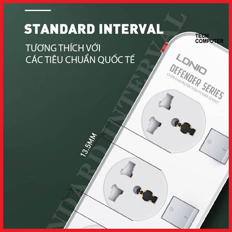  Ổ Cắm Điện Đa Năng LDNIO SC4408 – 4 Ổ Cắm Chấu EU + 4 USB-A (17W/3.4A) | Công Suất 2500W | Công Tắc Độc Lập | Dây 2M | Chống Cháy, An Toàn Cao 