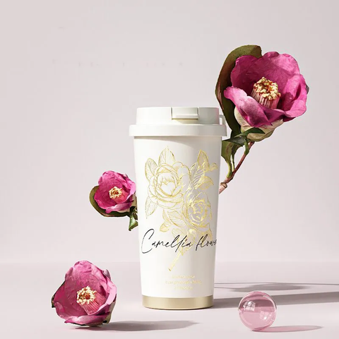  Ly giữ nhiệt inox cao cấp GERM GE-23AW-B77 500ml – Họa tiết Hoa Sơn Trà, giữ nóng 9h, giữ lạnh 10h 