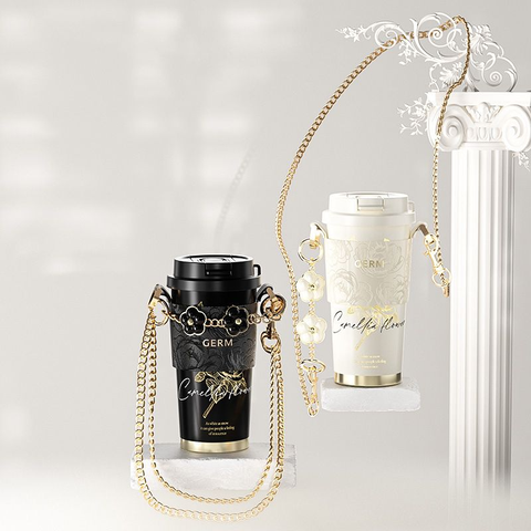  Ly giữ nhiệt inox cao cấp GERM GE-23AW-B77 500ml – Họa tiết Hoa Sơn Trà, giữ nóng 9h, giữ lạnh 10h 
