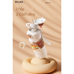 Bình Giữ Nhiệt Diller D9351 Capybara Series 480ml Inox 316 Có Ống Hút, Lọc Trà, Quai Xách Tiện Lợi