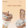  Ly giữ nhiệt Diller D9356 Capybara Series 800ml – Inox 316 giữ nhiệt 12h, kèm tay cầm & ống hút 