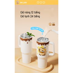 Bình Giữ Nhiệt Diller D9353 Capybara Series 1200ml, Kèm Ống Hút Inox Và Nắp Đậy1
