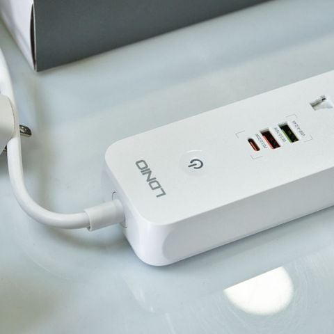  Ổ Cắm Điện Đa Năng LDNIO SC5319 – 5 Ổ Cắm Đa Năng + 3 Cổng USB Sạc Nhanh 38W (PD 20W, QC 18W) | Công Suất 2500W | Dây Nối Dài 2M | Chống Cháy 850°C, Bảo Vệ Toàn Diện 