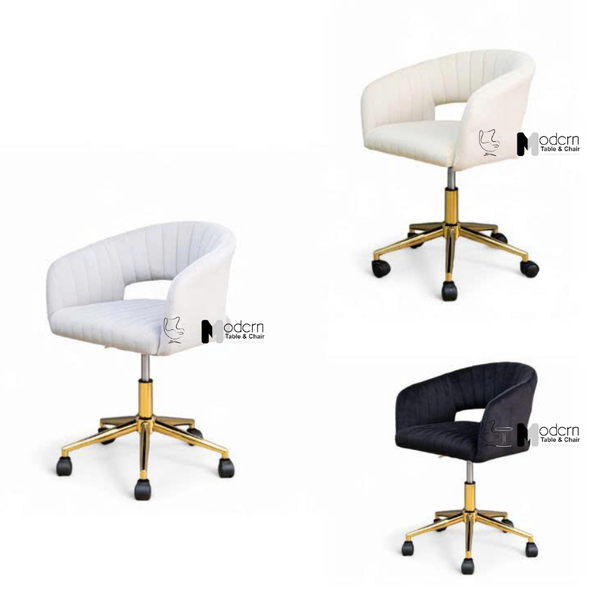 Ghế xoay tư vấn nệm vải nhung chân vàng CE1030-F