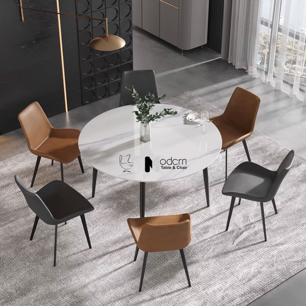 Bàn nhà hàng tròn 1m2 mặt đá vân mây TN1236-12E