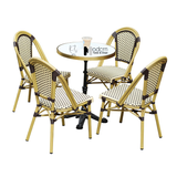 Bàn cafe ngoài trời mặt đá viền inox vàng TE07002-06EC