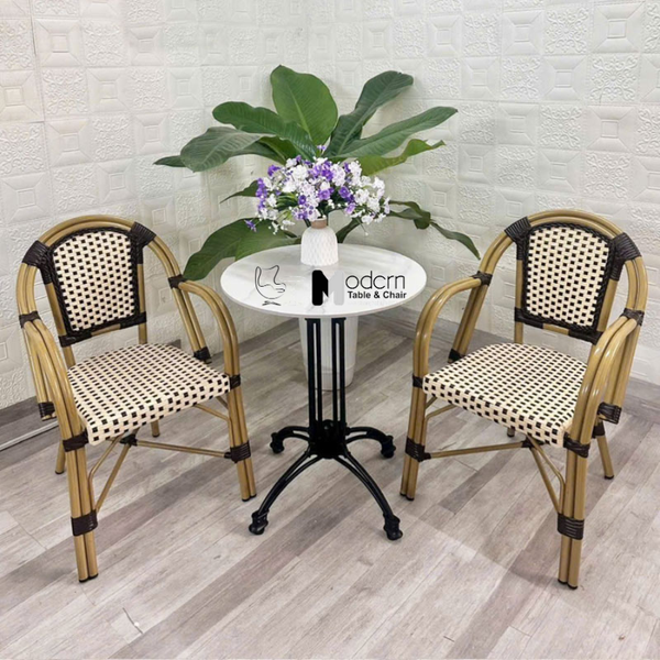 Bàn nhà hàng mặt đá chân hợp kim nhôm TE07003A-08E