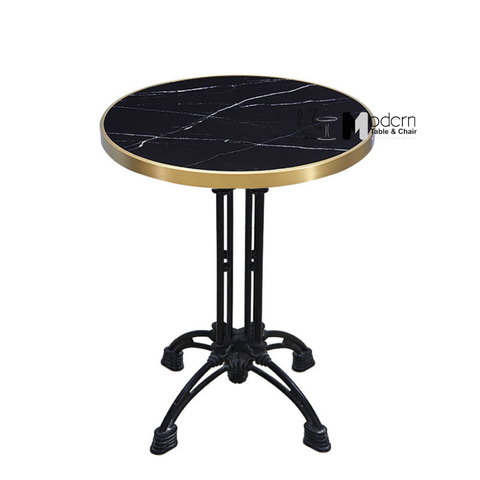 Bàn cafe mặt đá phiến viền inox vàng TE07003-06EC