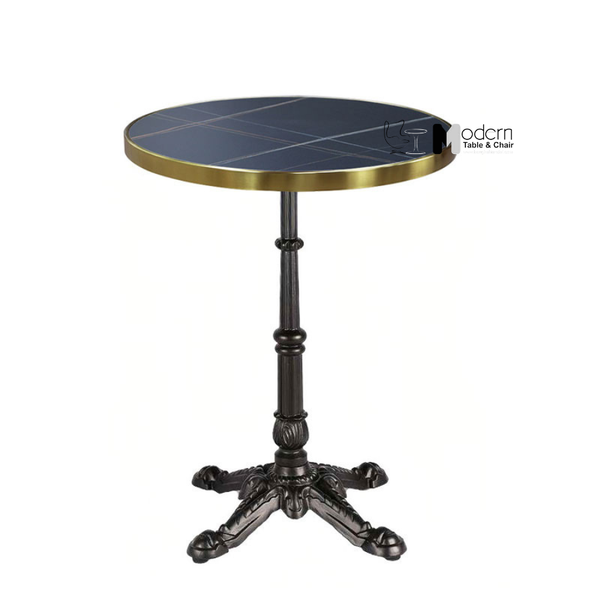 Bàn cafe ngoài trời mặt đá viền inox vàng TE07002-06EC