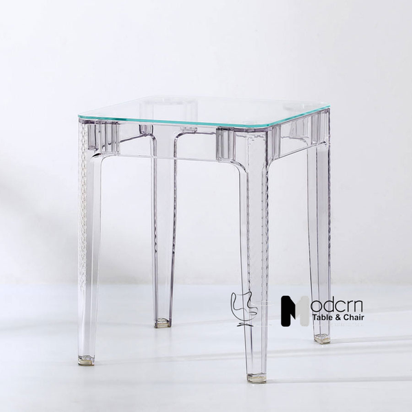 Bàn ăn vuông mặt kính trong suốt TE1540-06G