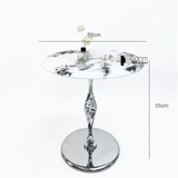 Bàn trà mặt đá chân inox mạ bóng TS16007-05E