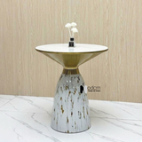 Bàn trà decor phòng khách mặt đá tròn TS16002-05E
