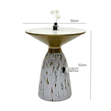 Bàn trà decor phòng khách mặt đá tròn TS16002-05E
