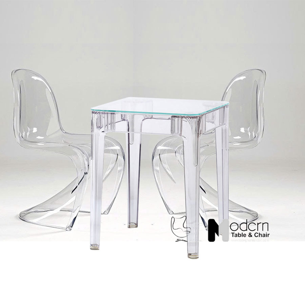 Bàn ăn vuông mặt kính trong suốt TE1540-06G