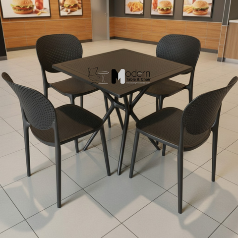 Bộ bàn ăn nhựa đúc 4 ghế đục lỗ TE10002-70-S_CAT-S