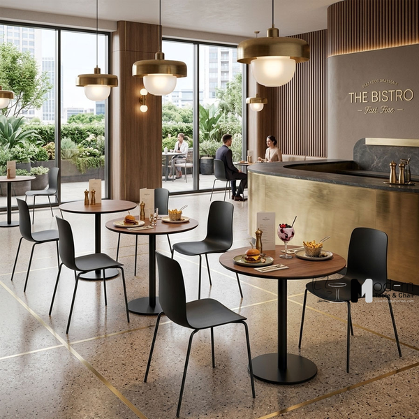 Ghế cafe fastfood thân nhựa PP chân sắt CC03001-S