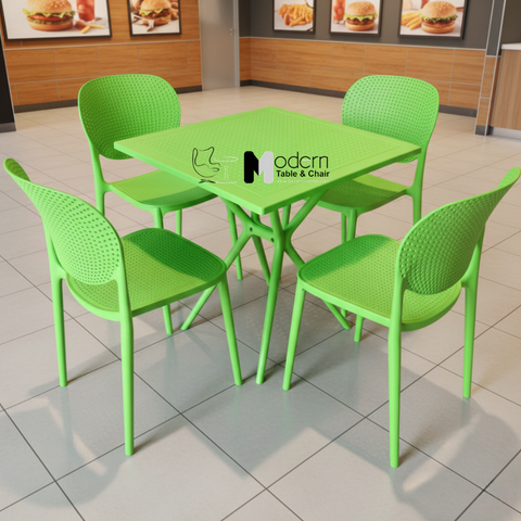 Bộ bàn ăn nhựa đúc 4 ghế đục lỗ TE10002-70-S_CAT-S