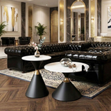 Bàn sofa chân đồng hồ cát viền inox vàng TS0972-08E