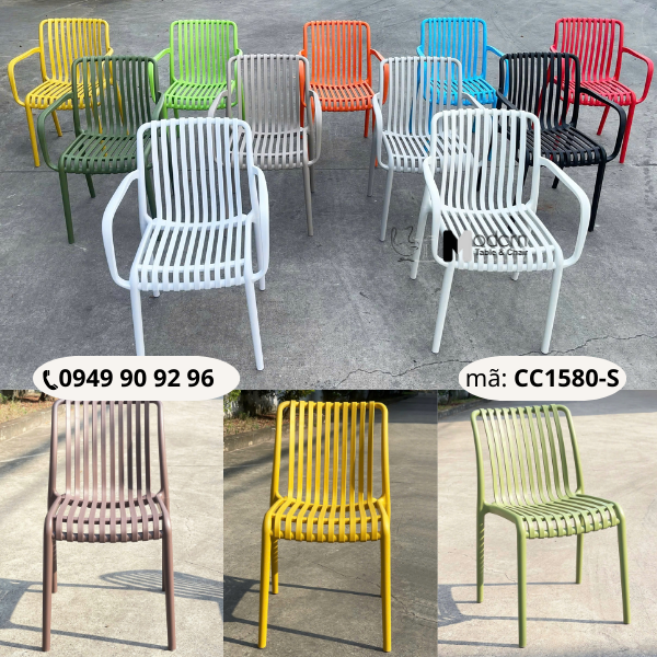 Bộ bàn ghế cafe fastfood nhựa đúc nhiều màu TE1550-65S_CC1580-S