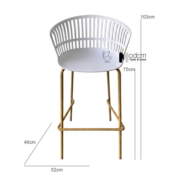 Ghế quầy bar chân sắt sơn vân gỗ CB10 Lisbon-75S