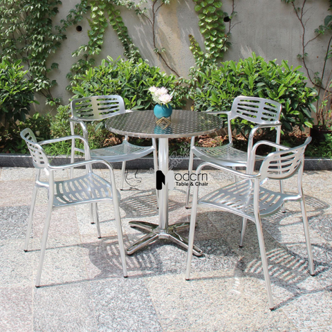 Bộ bàn ghế cafe sân vườn hợp kim nhôm SL TE07001-06N / CC07001-A