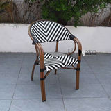 Ghế cafe ngoài trời dây đan sọc trắng đen CC07001-AS