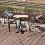 Ghế cafe ngoài trời dây đan sọc trắng đen CC07001-AS