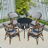 Ghế cafe ngoài trời dây đan sọc trắng đen CC07001-AS